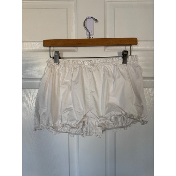 For Love & Lemons Pants - For Love & Lemons White Ruffle Bloomer Shorts XS Lounge Sleepwear Bow Detail